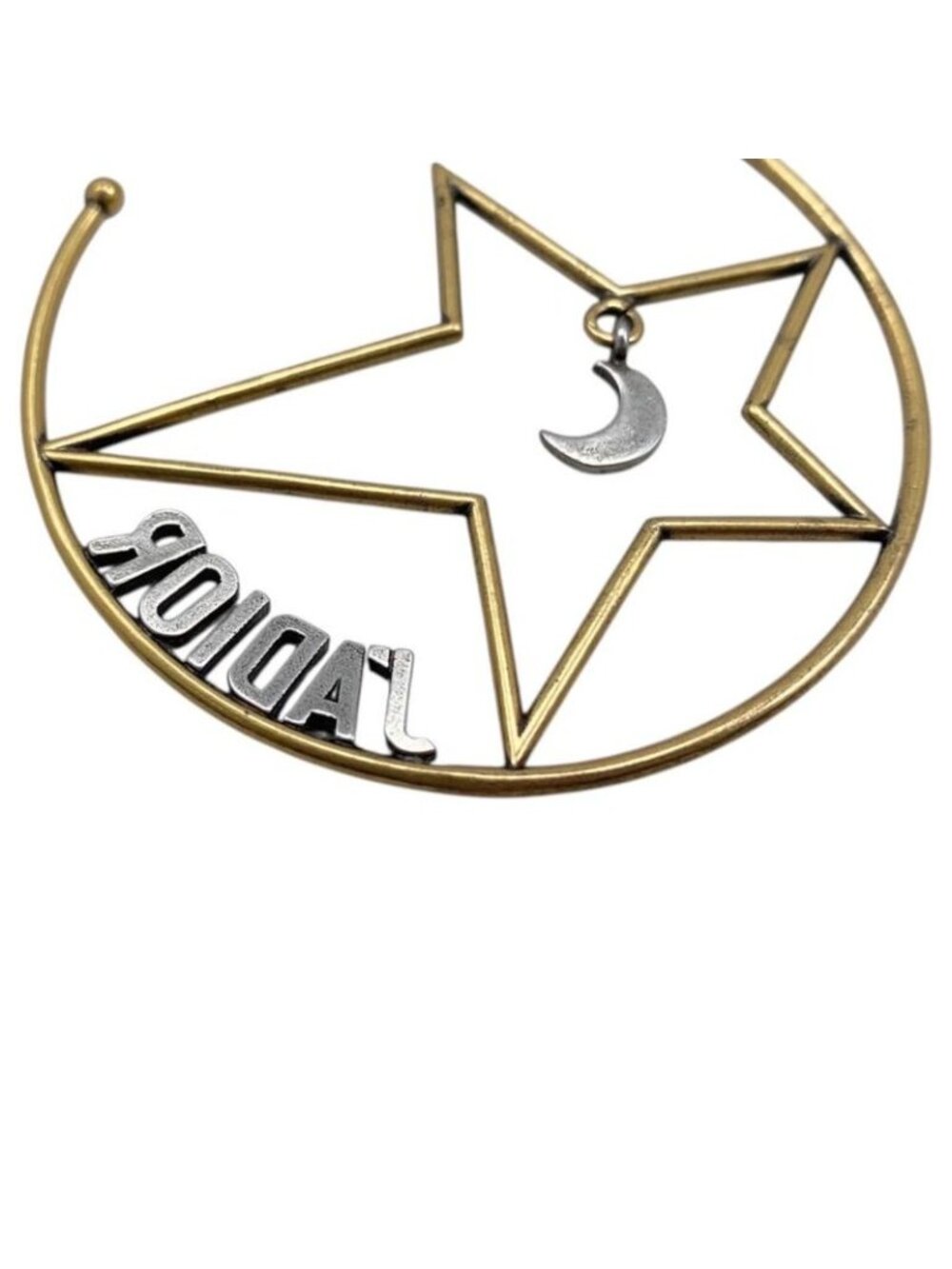 Dior Hoop Earrings Star Moon Crescent Logo Gold - Picture 5 of 14